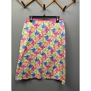 Larkspur House Golf Skirt Womens 10 Floral Colorful Zipper Cotton Spandex‎